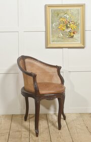 French Carved Oak Caned Bergère Chair