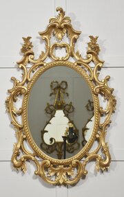 Giltwood Rococo Revival Oval Wall Mirror