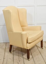 Leather Upholstered Wingback Armchair