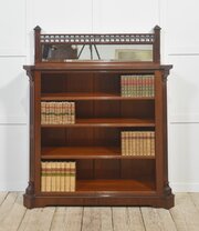 Mahogany Open Bookcase With Mirror Back