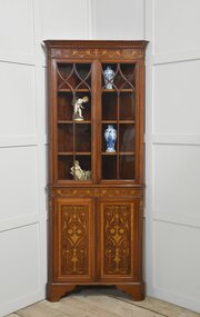 Mahogany Inlaid Corner Cabinet
