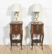Pair Of Louis XV–Style Marble-Top Bedside Cabinets