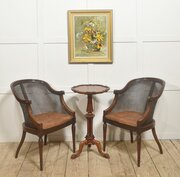 Pair Of Regency-Style Mahogany Cane-Back Armchairs
