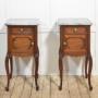 Pair Of Walnut Marble Top Bedside Cabinets