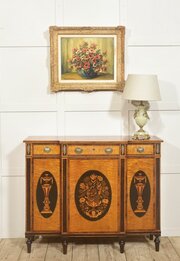 Sheraton Revival Inlaid Satinwood Sideboard