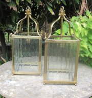 Pair Of 1950s Brass Hanging Hall Lanterns