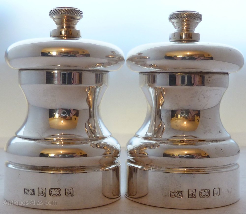 Antiques Atlas Solid Silver Cruet Set Salt And Pepper Grinders