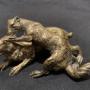 19thC Austrian Gilt Bronze Polecat attacking Hare