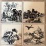 Set of Minton Farm Animal Tiles by WP Simpson 1880