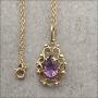 Vintage 9 Ct Gold Amethyst Peardrop Necklace 