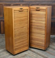 pair of oak tambour front filing cabinets Pair Of Oak Tambour Front Filing Cabinets