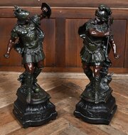 Pair Of Spelter Warrior Figures