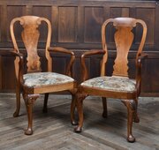 Pair Of Victorian Walnut Armchairs