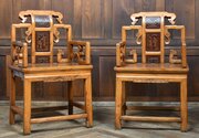 Pair Of Chinese Hardwood Arm-chairs