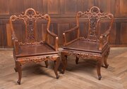 Pair Of Chinese Hardwood Armchairs