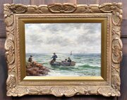 Signed Oil On Canvas – “Casting Off” By J.C. Gray