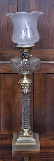 Victorian Crystal Oil / Paraffin Lamp