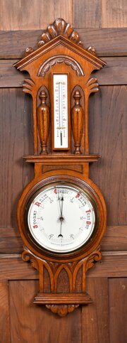 Victorian Oak Barometer