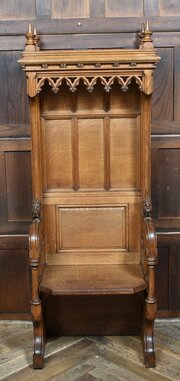 Victorian Oak Gothic Revival Style Oak Hall Chair