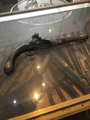 Silver And Coral Inlaid Flintlock Pistol 
