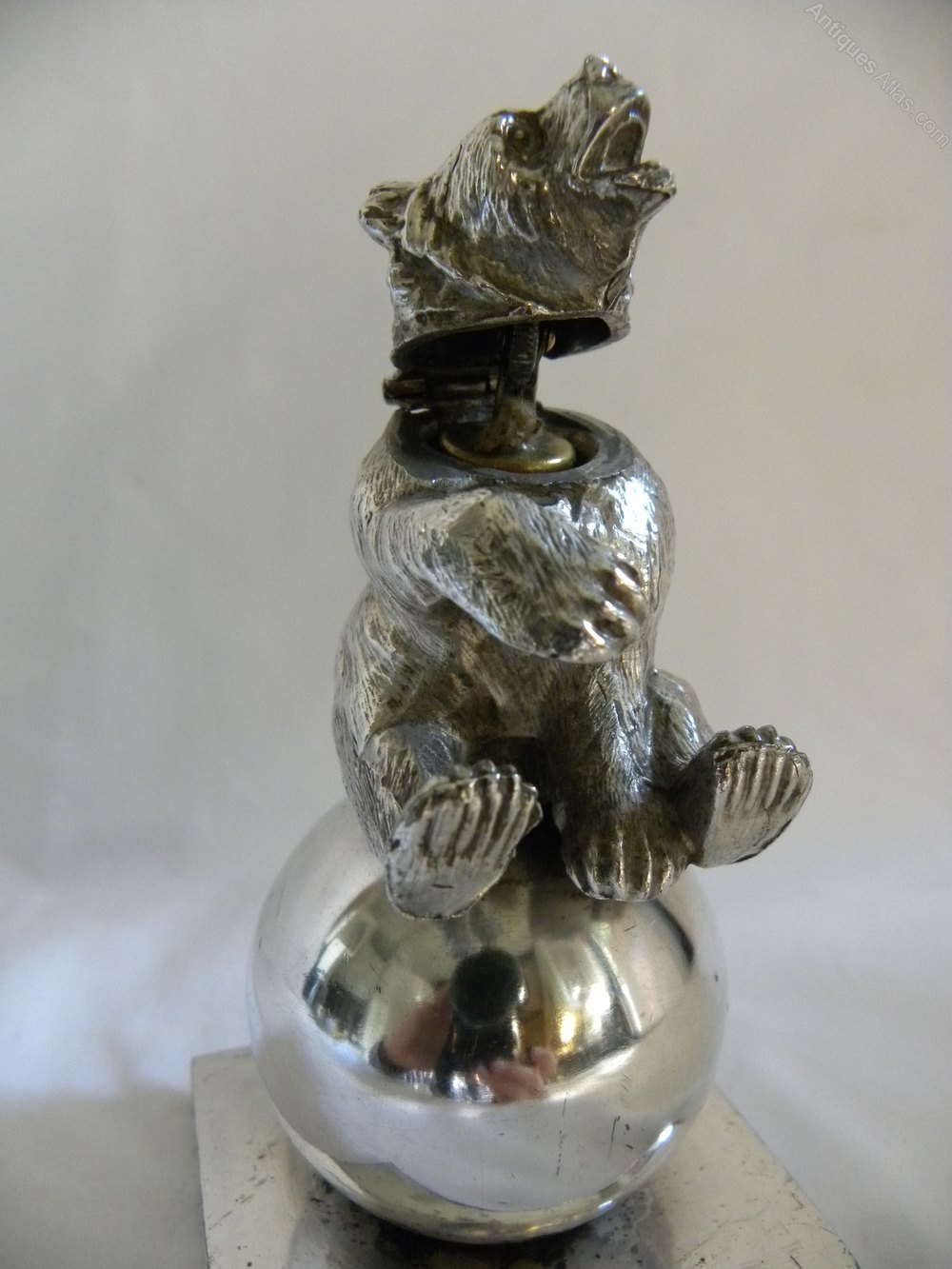 Antiques Atlas - A Cast Model Of A Silver Plated Bear Table Lighter