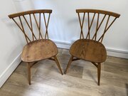 2 Vintage Mid-century Ercol Candlestick Chairs