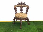 Italian Noble Mans Carved Walnut Audience Armchair
