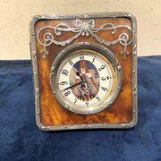 Masonic Clock Cased In Tortoise & Silver 