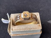 Mourning Ring With Diamond 15 CT Gold Victorian