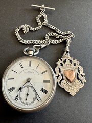 Silver Pocket Watch & Albert Chain Fob London 1891