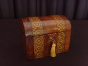 19th C.Walnut Tunbridge Ware Dome Topped Tea Caddy