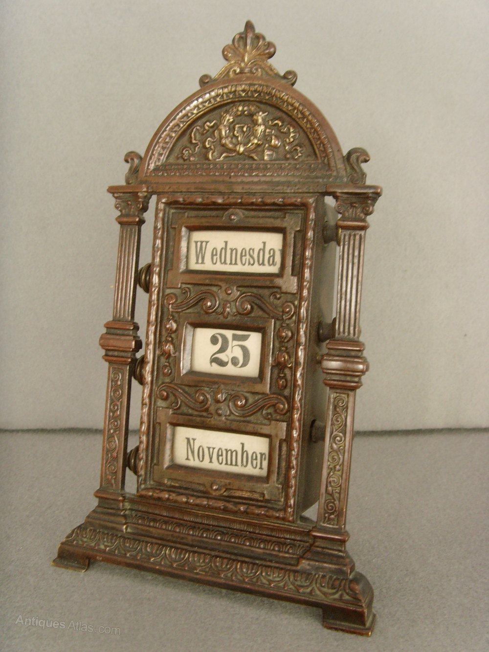 Antiques Atlas 19th C Patinated Brass Perpetual Desk Calendar