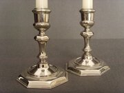 Compact Pr. Of English Silver Plated Candlesticks 