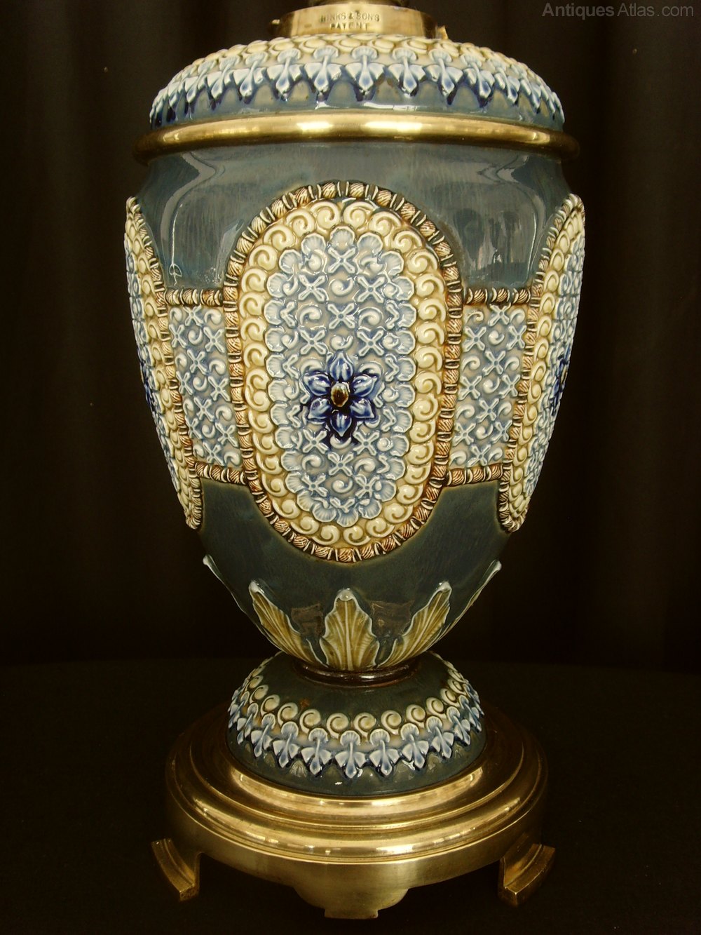 Lamps And Lighting >> Antiques Atlas - Doulton Lambeth Stoneware Table Lamp & Shade Lamps And Lighting >> Antiques Atlas - Doulton Lambeth Stoneware Table Lamp & Shade