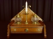 Fine Oak Desk Stand Brass Mounted Circa 1880