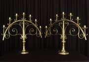 Pair Brass 7 Light Church Candelabra