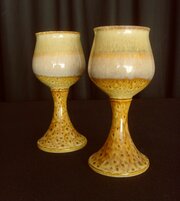 Pair Of Iden Pottery Rye Sussex Wine Goblets