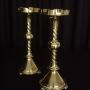 Pr. Fine Quality 19th C. Gothic Brass Candlesticks