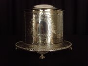 Silver Plated Engine Turned Biscuit Box Atkin Bros