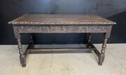 19th Century Carved Oak Table Having Drawers 