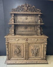 French Carved Oak Hunting Sideboard 