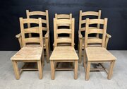 Set 6 Bleached Oak Farmhouse Dining Chairs