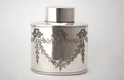 Art Deco Silver Tea Caddy, Engraved, 1930