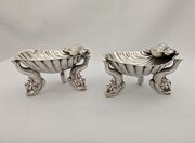 Victorian Silver Pair Of Scallop Shell Salts, 1894