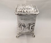 Victorian Silver Tea Caddy, Embossed, Hayes, 1895