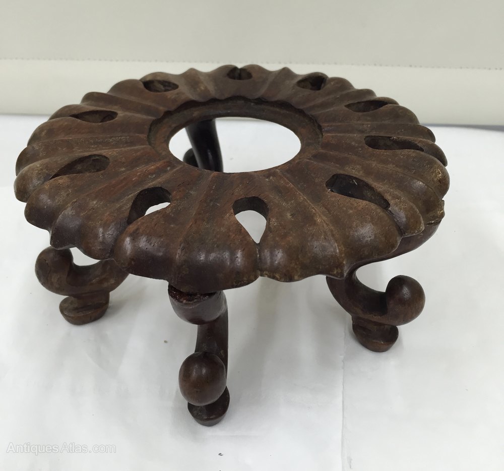 Antique Oriental Carved Hard Wood Vase Stand Antiques Atlas