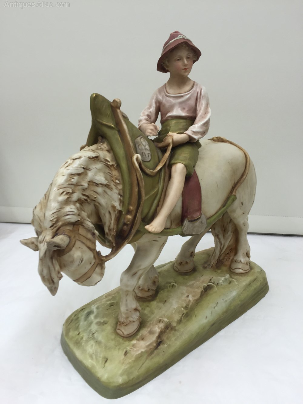 Antiques Atlas Large Royal Dux Porcelain Figurine Shire Horse & Rider
