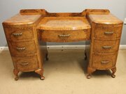 Antique Burr Walnut Art Deco Style Dressing Table