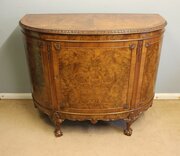Antique Burr Walnut Cabinet Demi Lune Sideboard