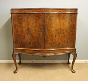 Antique Burr Walnut Side Cabinet Sideboard